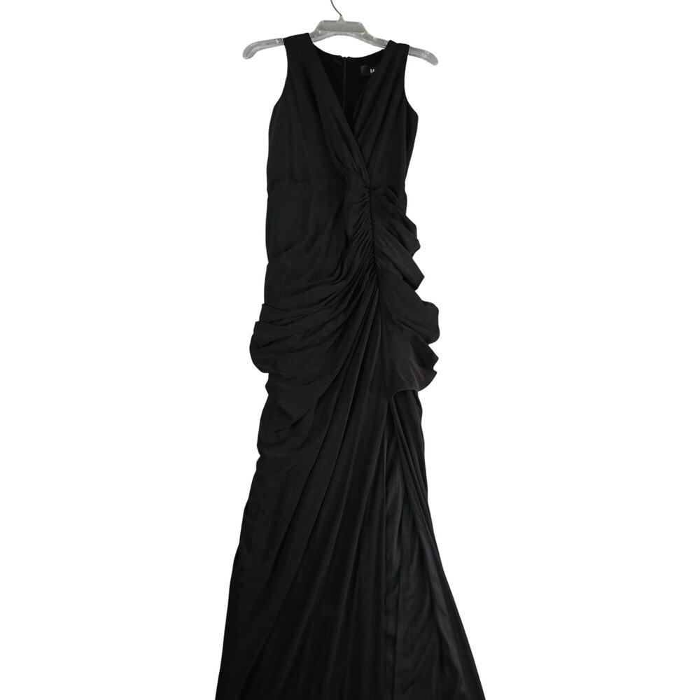 BA Nites Dress Womens 6 Black Maxi Formal Wedding Ruched Sleeveless Kohl's NWT
